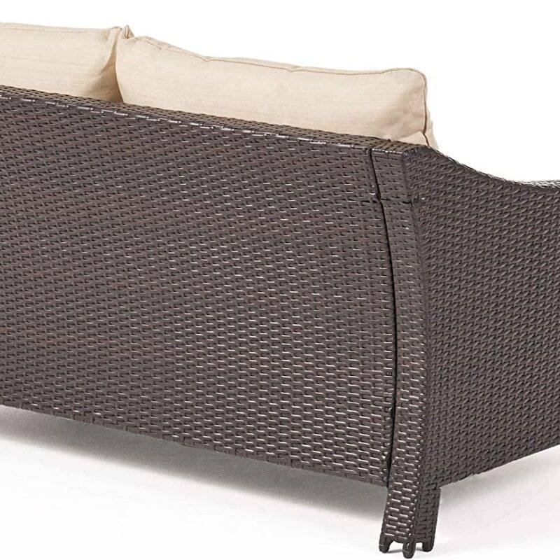 DEVOKO Outdoor Sectional Sofa Set 1-Piece (Dark Brown/Cream) - Image 5