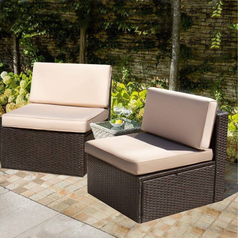 DEVOKO Wicker Loveseat 2-Piece (Dark Brown) - Image 6