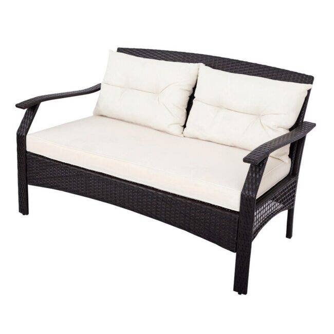 4pc Rattan Sofa Set (Dark Brown/Cream) - Image 7