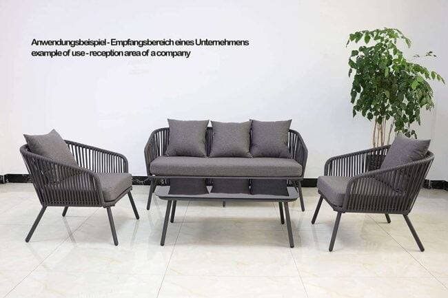 DEVOKO 5-Seater Grey Rope Sofa Set - Image 5