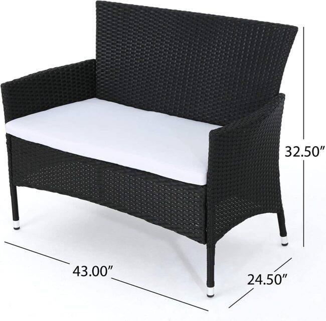 DEVOKO Patio Conversation Set 2-Piece (Black & White) - Image 2