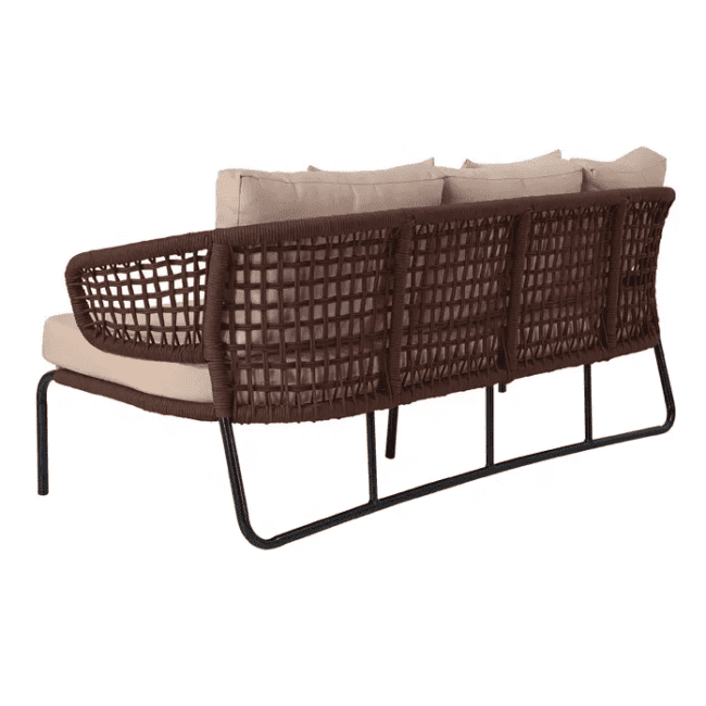 DEVOKO Outdoor Patio Furniture Set, Rope Conversation Sofa Set (Brown & Cream) - Image 7
