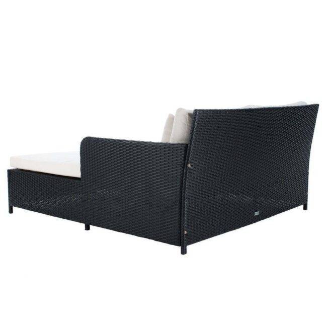 DEVOKO Rattan Daybed Patio Loveseat Sofa Set (Dark Brown & White) - Image 7