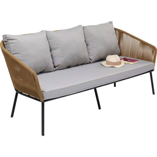 4-Piece Outdoor Patio Conversation Sofa Set (Beige and Grey) - Image 7