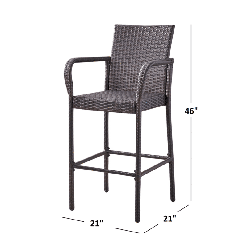 DEVOKO 5 Piece Outdoor Bar Table & Chair Set All Weather Wicker Furniture(Dark Brown) - Image 2