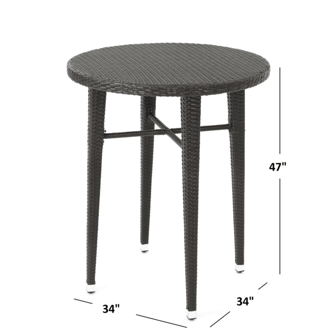 DEVOKO 5 Piece Outdoor Bar Table & Chair Set All Weather Wicker Furniture(Dark Brown) - Image 3