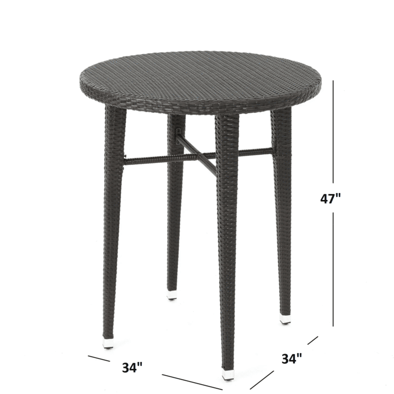 DEVOKO 5 Piece Outdoor Bar Table & Chair Set All Weather Wicker Furniture(Dark Brown) - Image 3