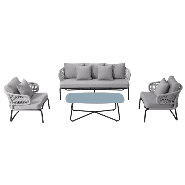 DEVOKO Outdoor Patio Furniture Set, Rope Conversation Sofa Set (Gray) - Image 8
