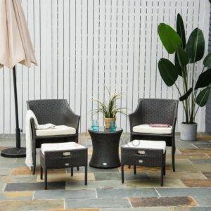 Black & Offwhite Outdoor Patio Bistro Set