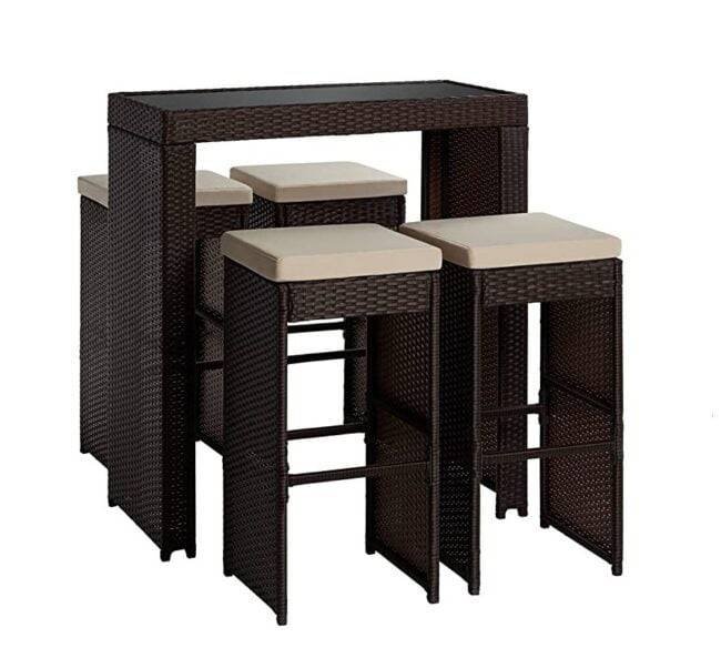 5-Piece Rattan Wicker Bar Set for Outdoor Dining - Image 5