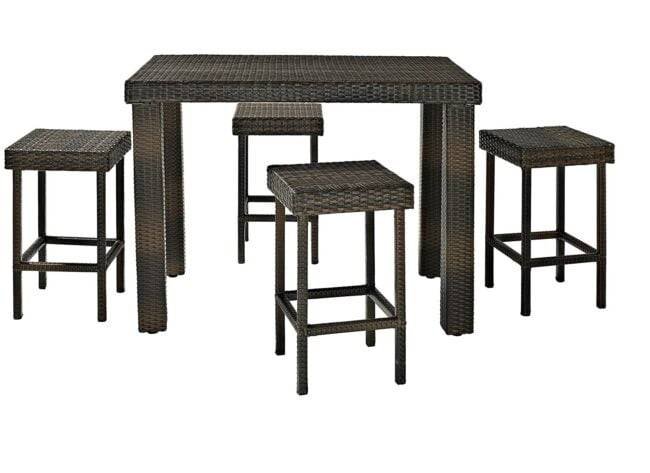 5-Piece Rattan Wicker Patio Bar Set(Dark Brown) - Image 6