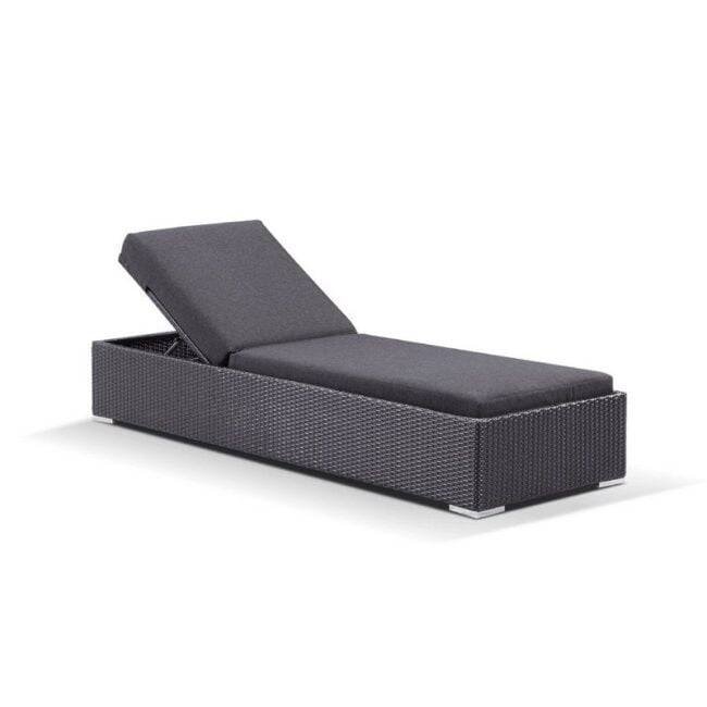 Outdoor Rattan Wicker Sun Lounger Recliner Chair Garden (Black) - Image 4