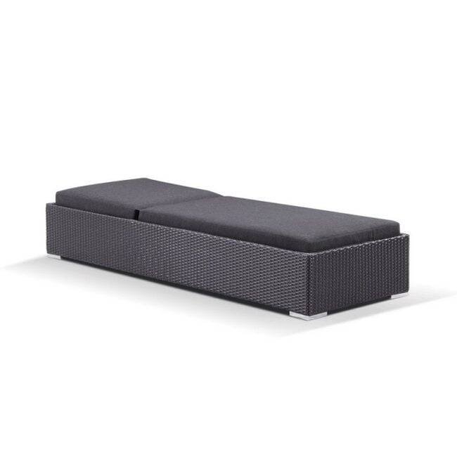 Outdoor Rattan Wicker Sun Lounger Recliner Chair Garden (Black) - Image 3