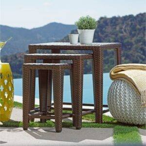 3-Piece Wicker Garden Bistro Set in Dark Brown