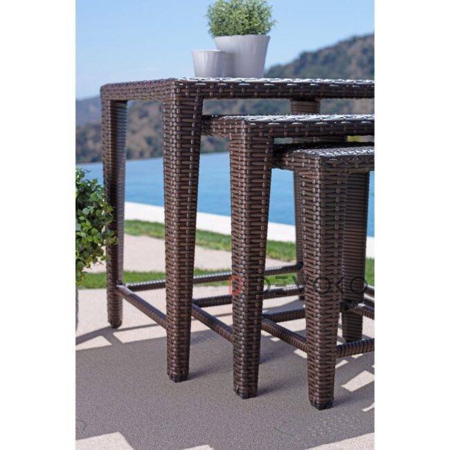 3-Piece Wicker Garden Bistro Set in Dark Brown - Image 4