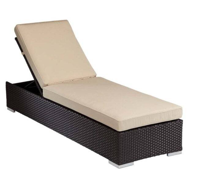 Outdoor Rattan Wicker Sun Lounger Recliner Chair Garden (Dark Brown) - Image 5