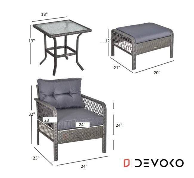 5-Piece Wicker Rattan Patio Set: Silver Grey & Grey - Image 2