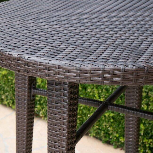 5-Piece Wicker Patio Bistro Set: Round Table, 4 Bar Stools - Image 3
