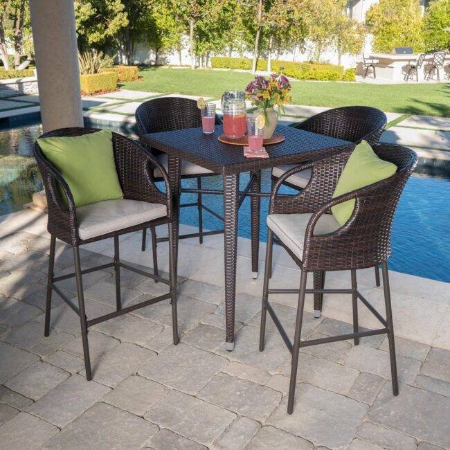 Wicker Bistro 5-Piece Patio Dining Set