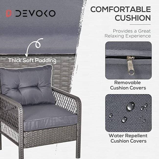 5-Piece Wicker Rattan Patio Set: Silver Grey & Grey - Image 4