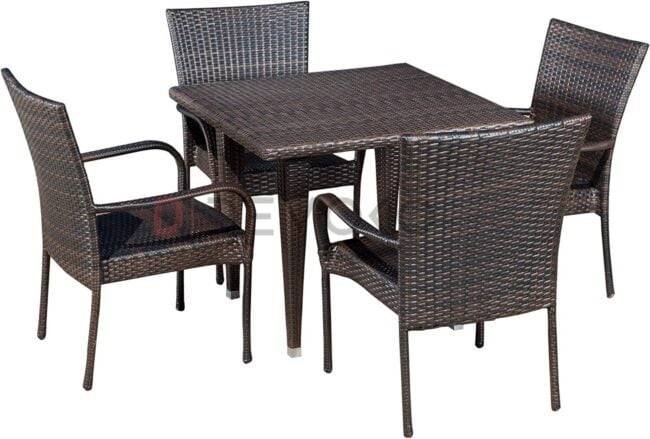 5-Piece Patio Dining Set, 4 Seats + 1 Square Table (Dark Brown) - Image 5