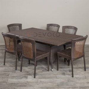 7-Piece Rattan Patio Dining Set: Outdoor Conversation Set (Dark Brown Wicker)