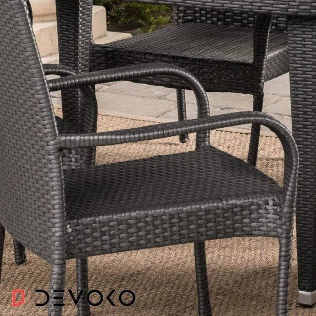 7PCS Wicker Patio Dining Set: Outdoor Rattan Table & Chairs with Cushions (Darkbrown) - Image 3
