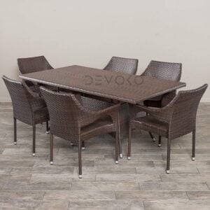 7-Piece Rattan Patio Dining Set: Outdoor Conversation Set (Dark Brown Wicker)