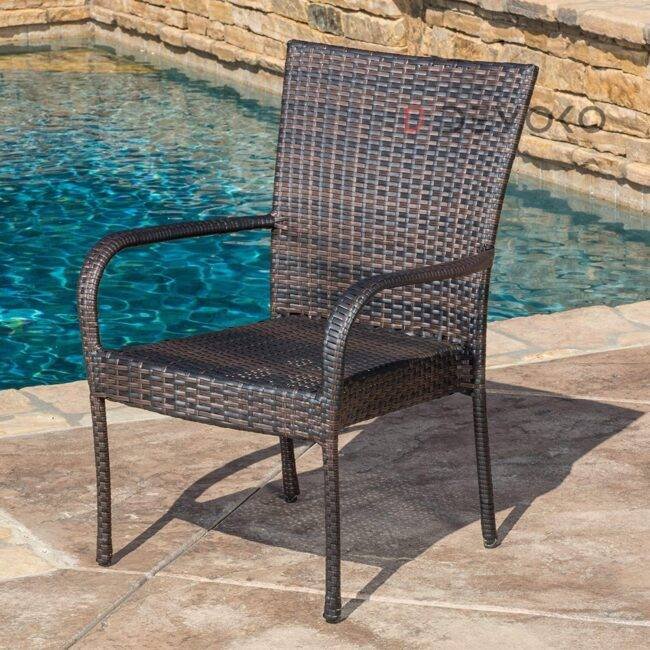 5-Piece Patio Dining Set, 4 Seats + 1 Square Table (Dark Brown) - Image 3