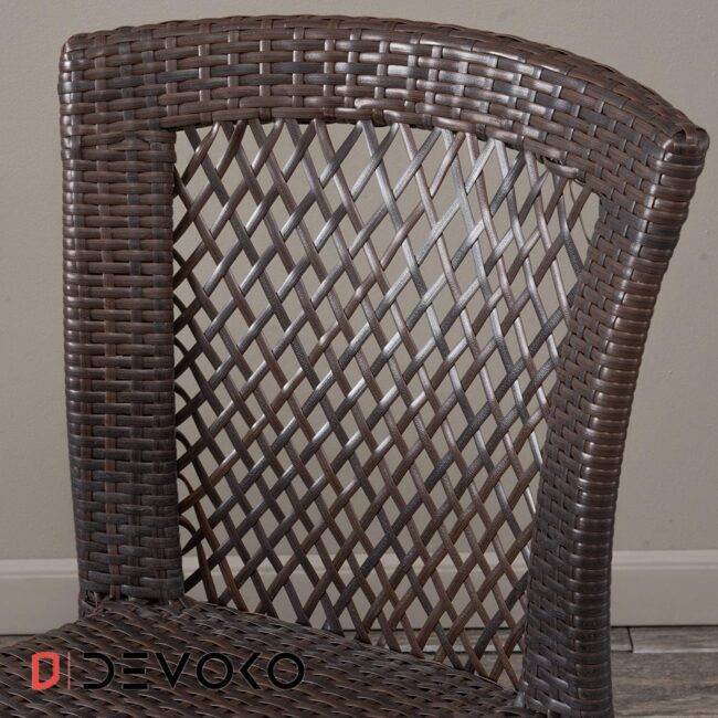 5-Piece Patio Dining Set, 4 Seats + 1 Square Table (Dark Brown) - Image 4