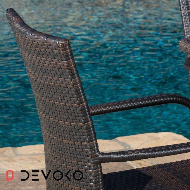 5-Piece Patio Dining Set, 4 Seats + 1 Square Table (Dark Brown) - Image 4