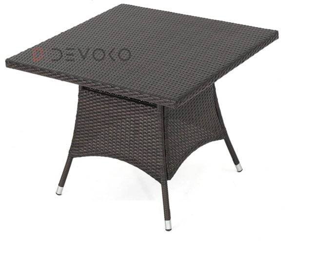 5-Piece Patio Dining Set, 4 Seats + 1 Square Table (Dark Brown) - Image 5