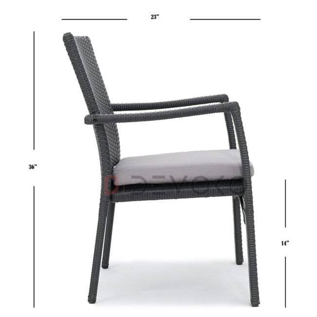 7PCS Wicker Patio Dining Set: Outdoor Rattan Table & Chairs with Cushions (Black & Grey) - Image 3