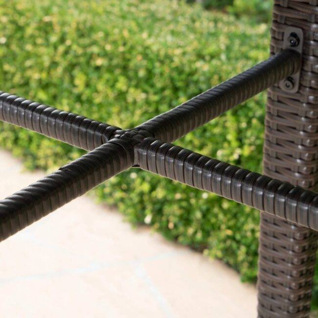 5-Piece Wicker Patio Bistro Set: Round Table, 4 Bar Stools - Image 4