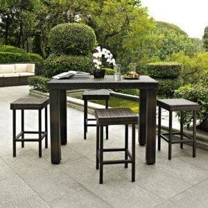 5-Piece Rattan Wicker Patio Bar Set(Dark Brown)