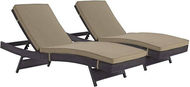 Adjustable Chaise Lounge Rattan Wicker Patio (Beige Set 2) - Image 3