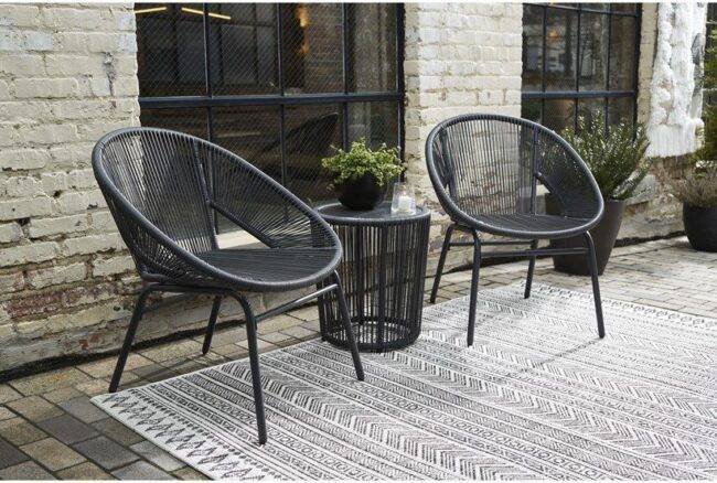 DEVOKO Patio Rope Furniture Set 3-Piece (Black)