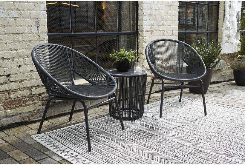 DEVOKO Patio Rope Furniture Set 3-Piece (Black)