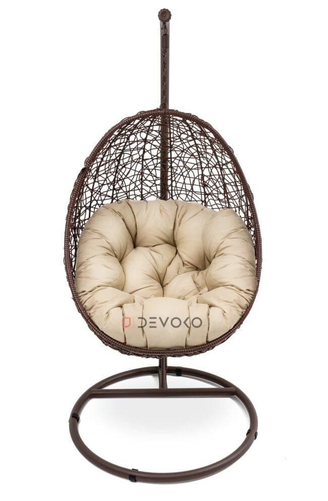 Single Seater Rattan & Wicker Swing (Brown & Cream)