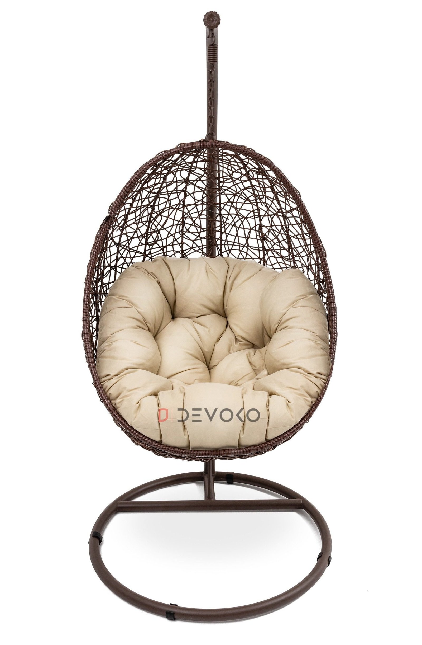 Single Seater Rattan & Wicker Swing (Brown & Cream)