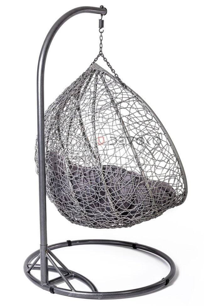 Double Seater Rattan & Wicker Swing (Grey) - Image 4