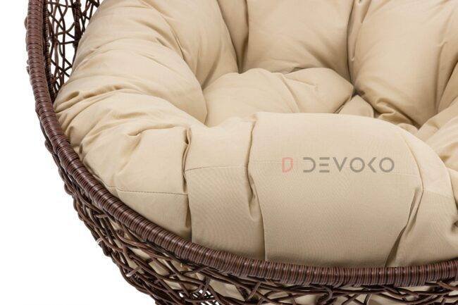 Single Seater Rattan & Wicker Swing (Brown & Cream) - Image 4