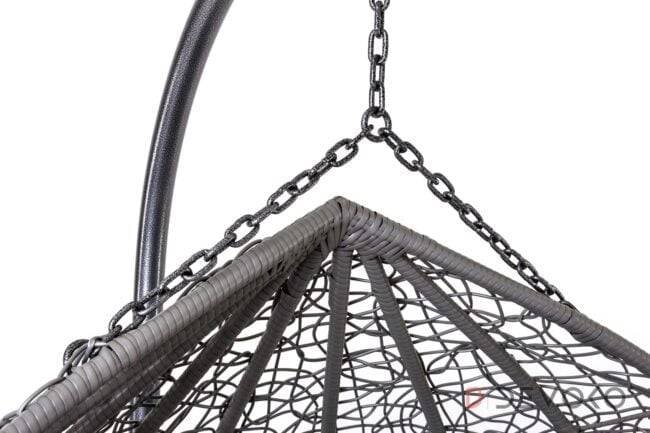 Double Seater Rattan & Wicker Swing (Grey) - Image 5
