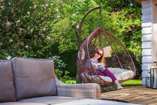 Double Seater Rattan & Wicker Swing (Grey) - Image 6