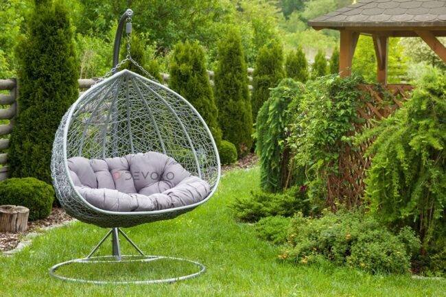 Double Seater Rattan & Wicker Swing (Grey) - Image 7