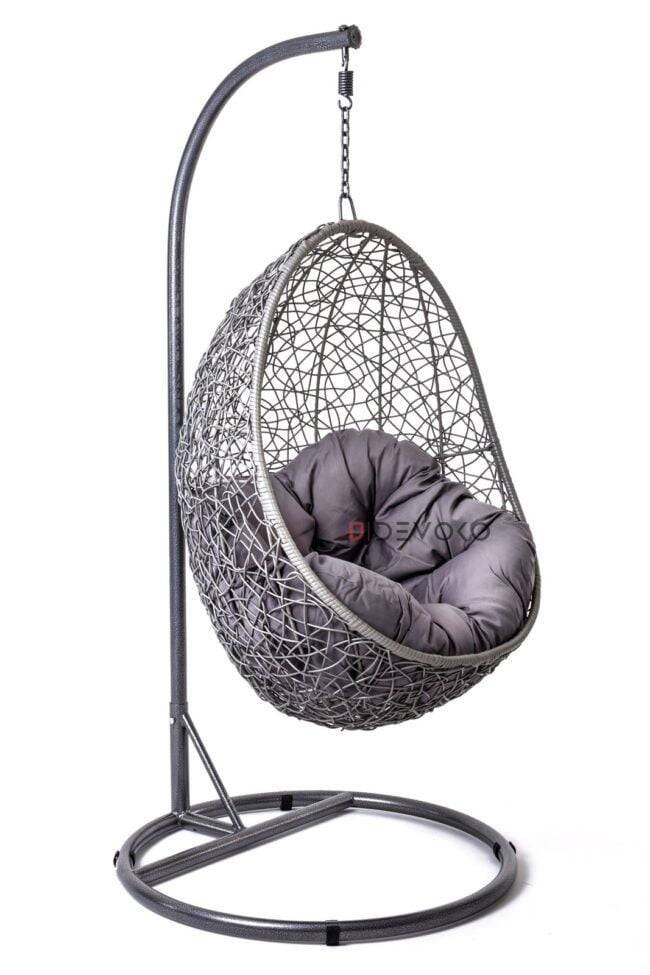 Single Seater Rattan & Wicker Swing (Grey) - Image 4