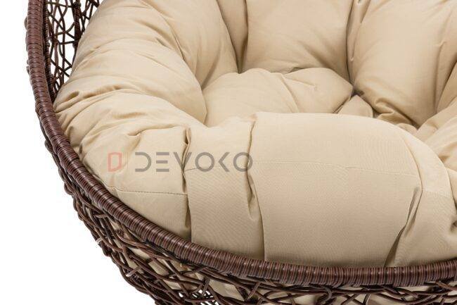 Double Seater Rattan & Wicker Swing (Brown & Cream) - Image 5