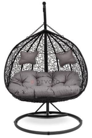 Double Seater Rattan & Wicker Swing (Black & Grey)