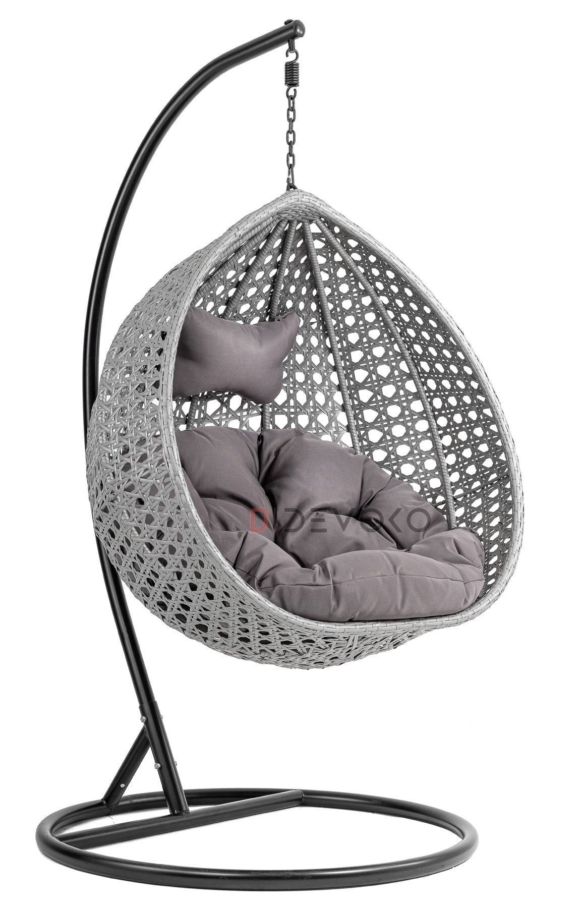 Single Seater Rattan & Wicker Swing (Grey)