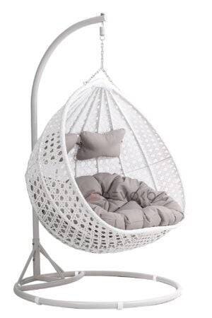 Double Seater Rattan & Wicker Swing (White & Grey)